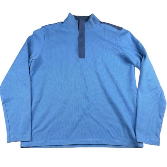 ✨BOSS Hugo Boss Persano Pullover 1/4zip Top Blue Sz Large Sweater✨ - Picture 4 of 12